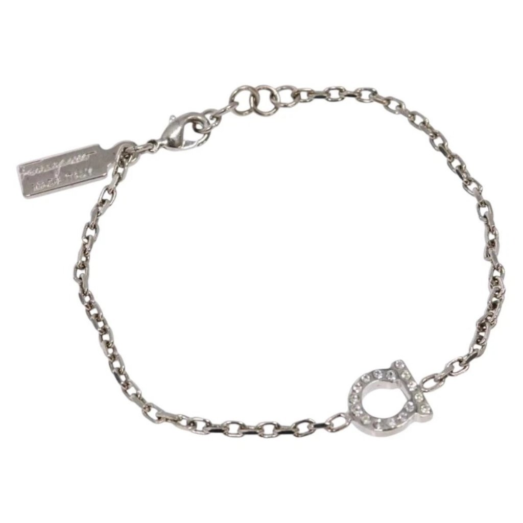 Salvatore Ferragamo Gancini Bracelet Metal Silver Auth Am8980 739$